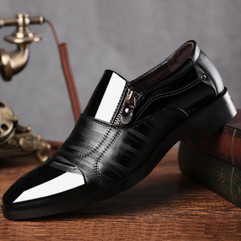 Elegant Slip-On Formal Dress Shoes for Men - Plus Size Pointed Toe Wedding and Business Casual Footwear